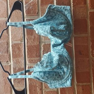 Blue Victoria's Secret "Body By Victoria" Demi Underwire Unlined Lace Bra, 38C